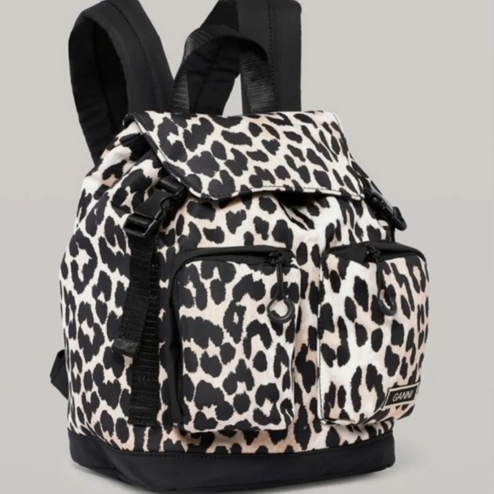 Ganni Leopard Print Small Backpack EUC